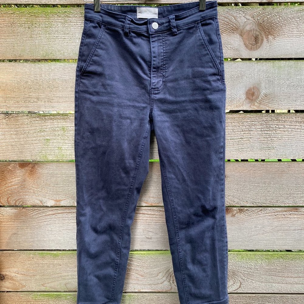 Everlane Navy Blue Straight Crop high-Waisted Pants
